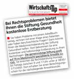 WirtschaftsTip - Juli 2004: Bei Rechtsproblemen bietet Ihnen die Stiftung Gesundheit kostenlose Erstberatung WirtschaftsTip - Juli 2004: Bei Rechtsproblemen bietet Ihnen die Stiftung Gesundheit kostenlose Erstberatung