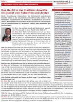 Wirtschaftsbrief Gesundheit - Dezember 2014: Das Recht in der Medizin: Anwälte im Dienst von Patienten und Ärzten